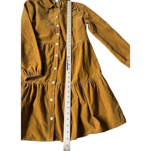 J Crew Corduroy collared mini shirt dress size 2 Brown Button Front - Picture 8 of 10